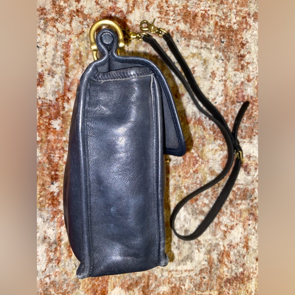 Coach Black Leather Crossbody Satchel with Gold Hardware - Picture 12 of 14